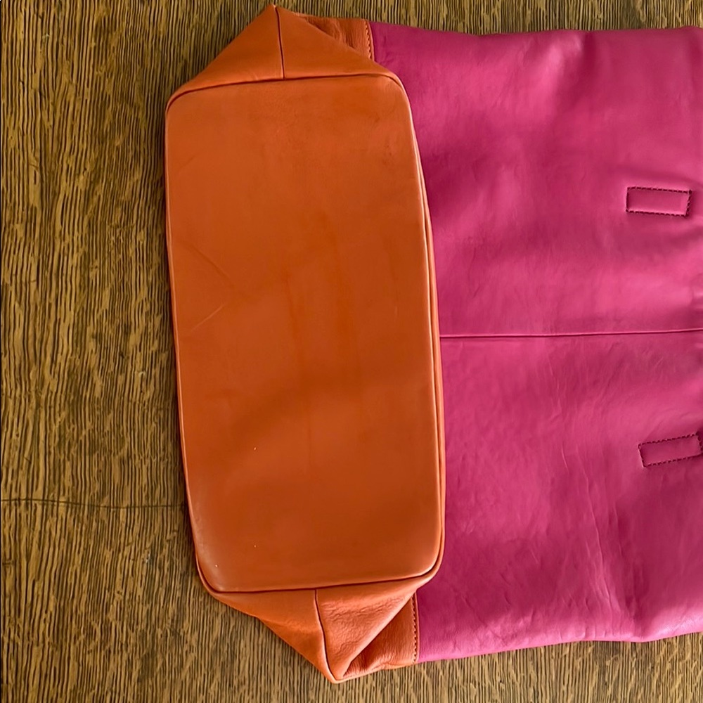 Vibrant Pink & Orange Leather Tote - Picture 6 of 11